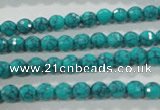 CTU1682 15.5 inches 6mm faceted round synthetic turquoise beads