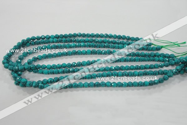 CTU1682 15.5 inches 6mm faceted round synthetic turquoise beads