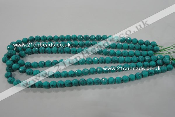 CTU1683 15.5 inches 8mm faceted round synthetic turquoise beads