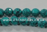 CTU1684 15.5 inches 10mm faceted round synthetic turquoise beads