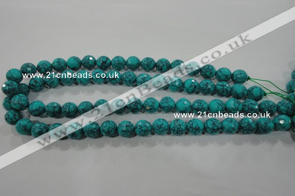 CTU1684 15.5 inches 10mm faceted round synthetic turquoise beads