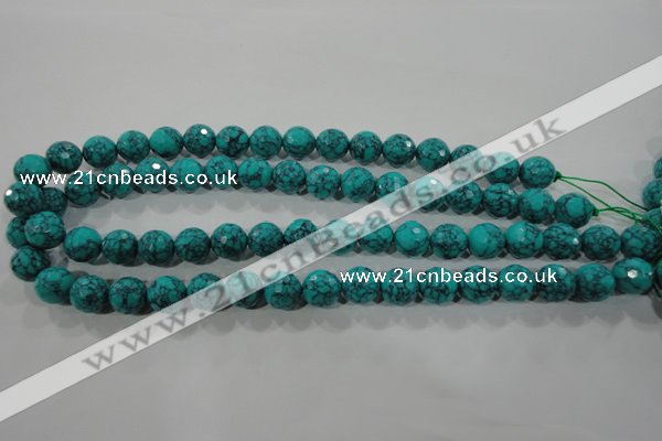 CTU1685 15.5 inches 12mm faceted round synthetic turquoise beads