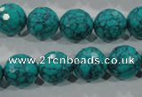 CTU1686 15.5 inches 14mm faceted round synthetic turquoise beads