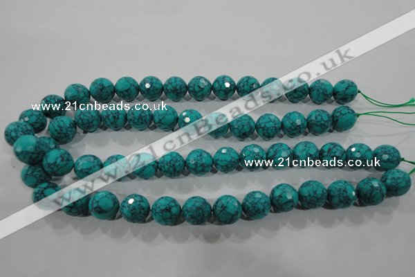 CTU1686 15.5 inches 14mm faceted round synthetic turquoise beads