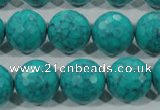 CTU1687 15.5 inches 16mm faceted round synthetic turquoise beads