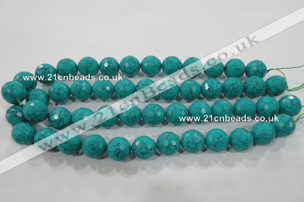 CTU1687 15.5 inches 16mm faceted round synthetic turquoise beads