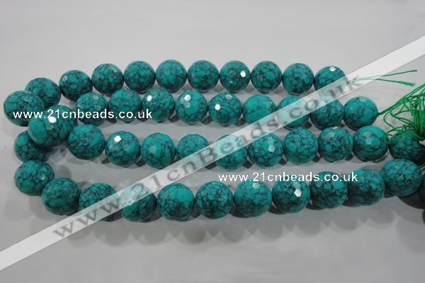 CTU1688 15.5 inches 18mm faceted round synthetic turquoise beads