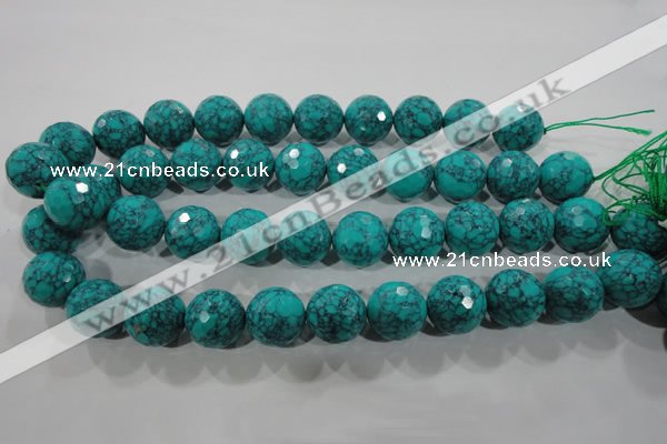 CTU1689 15.5 inches 20mm faceted round synthetic turquoise beads