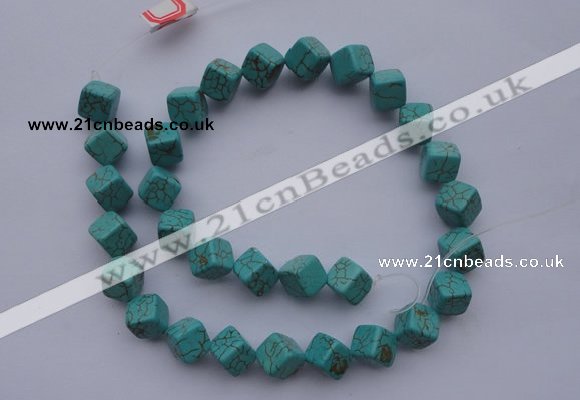 CTU18 15.5 inches 10*10mm cublc blue turquoise strand beads Wholesale