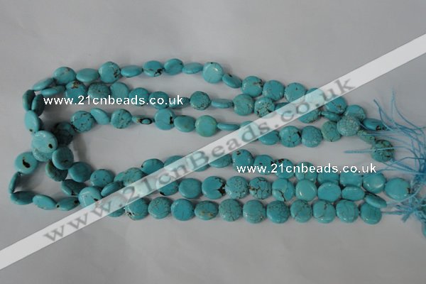 CTU1882 15.5 inches 12mm flat round imitation turquoise beads