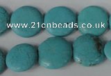 CTU1884 15.5 inches 16mm flat round imitation turquoise beads