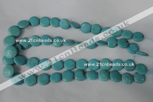 CTU1884 15.5 inches 16mm flat round imitation turquoise beads