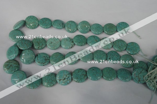 CTU1886 15.5 inches 20mm flat round imitation turquoise beads