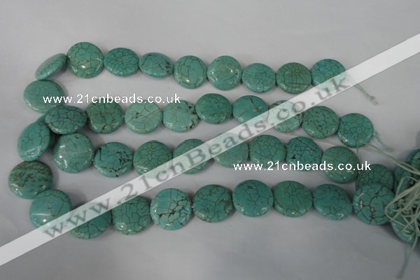 CTU1886 15.5 inches 20mm flat round imitation turquoise beads