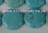 CTU1888 15.5 inches 25mm flat round imitation turquoise beads