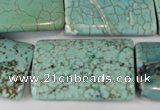 CTU1926 15.5 inches 22*32mm flat tube imitation turquoise beads