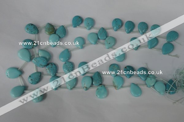 CTU1935 Top-drilled 13*18mm flat teardrop imitation turquoise beads