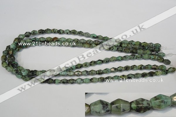 CTU2466 15.5 inches 7*8mm faceted rice African turquoise beads wholesale