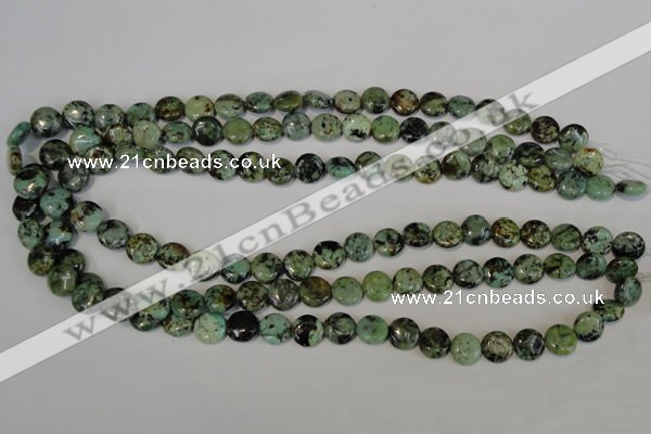 CTU2474 15.5 inches 10mm flat round African turquoise beads wholesale