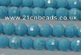 CTU2590 15.5 inches 4mm faceted round synthetic turquoise beads