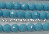 CTU2591 15.5 inches 6mm faceted round synthetic turquoise beads