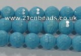 CTU2592 15.5 inches 8mm faceted round synthetic turquoise beads