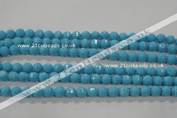 CTU2592 15.5 inches 8mm faceted round synthetic turquoise beads