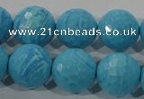 CTU2595 15.5 inches 14mm faceted round synthetic turquoise beads