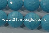 CTU2597 15.5 inches 18mm faceted round synthetic turquoise beads