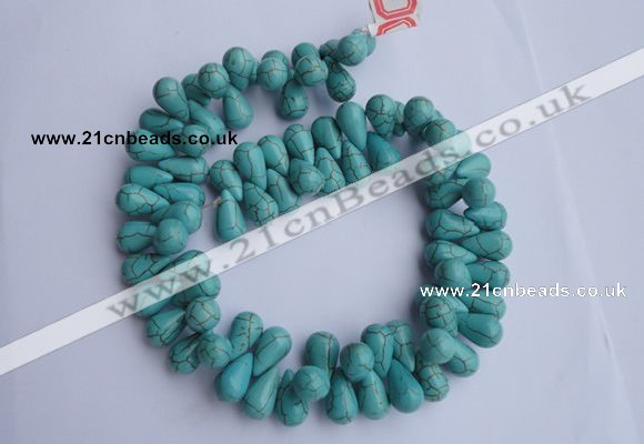 CTU27 14.5 inches 10*17mm teardrop blue turquoise beads Wholesale