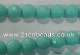 CTU2780 15.5 inches 4mm faceted round synthetic turquoise beads