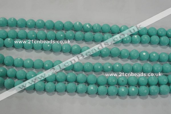 CTU2782 15.5 inches 8mm faceted round synthetic turquoise beads