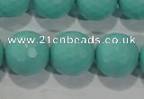 CTU2785 15.5 inches 14mm faceted round synthetic turquoise beads