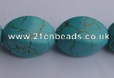 CTU28 15.5 inches 13*20mm twisted oval blue turquoise beads Wholesale