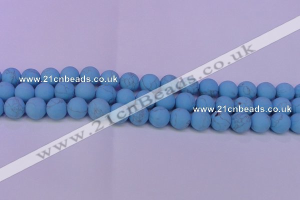 CTU2855 15.5 inches 14mm round matte turquoise beads