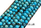 CTU3142 15 inches 6mm round gold vein howlite turquoise beads