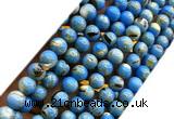 CTU3146 15 inches 4mm round gold vein howlite turquoise beads