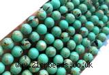 CTU3160 15 inches 4mm round gold vein howlite turquoise beads