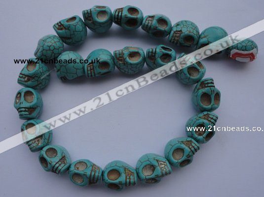 CTU32 15.5 inches 14*17*18mm skull shape blue turquoise beads