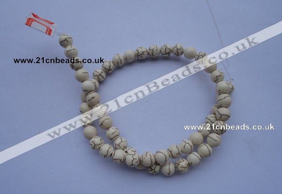 CTU34 15.5 inches 8mm round white turquoise strand beads Wholesale