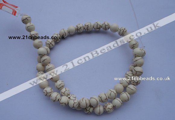 CTU35 15.5 inches 10mm round white turquoise strand beads Wholesale