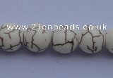 CTU36 15.5 inches 14mm round white turquoise strand beads Wholesale