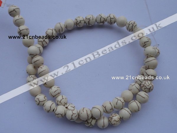 CTU36 15.5 inches 14mm round white turquoise strand beads Wholesale