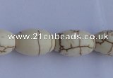 CTU38 15.5 inches 10*16mm rice shape white turquoise beads Wholesale