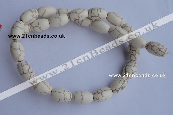 CTU38 15.5 inches 10*16mm rice shape white turquoise beads Wholesale