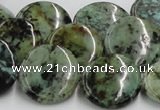 CTU417 15.5 inches 20mm flat round African turquoise beads wholesale