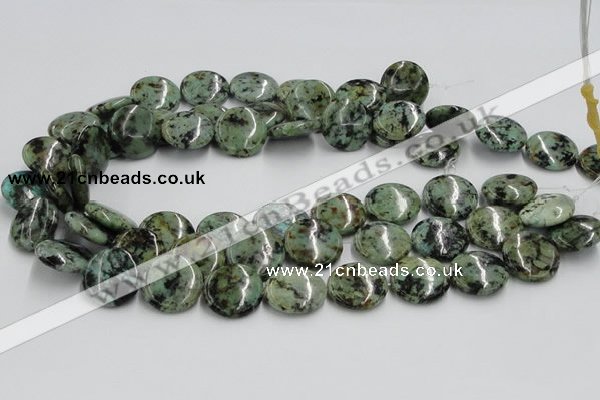 CTU417 15.5 inches 20mm flat round African turquoise beads wholesale