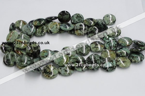 CTU418 15.5 inches 22mm flat round African turquoise beads wholesale