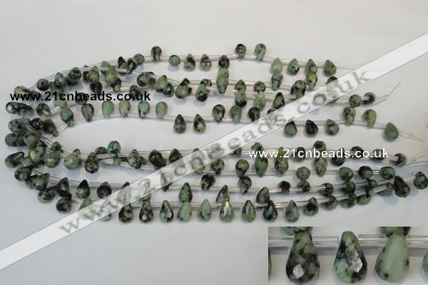 CTU488 Top-drilled 7*10mm faceted teardrop African turquoise beads