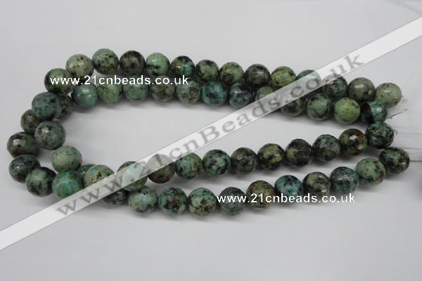 CTU555 15.5 inches 14mm faceted round African turquoise beads